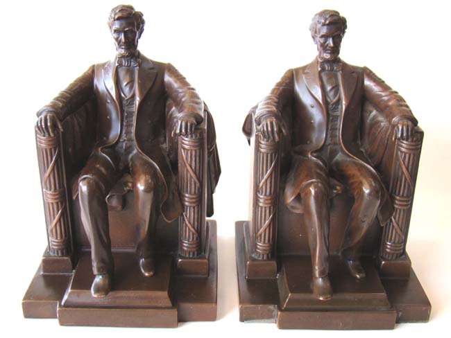 The finest pair of Antique 'Lincoln in the chair' Bookends by Jennings Brothers circa 1922